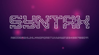 Trendy dijital teknoloji kesikli vektör alfabesi, büyük harf seti, yazı tipi, tipografi