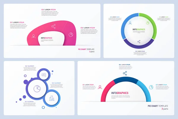 Conjunto de modelos de infográficos vetoriais mínimos. 3 opções —  Vetores de Stock