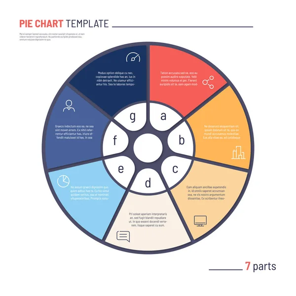 Infografía vectorial plantilla de gráfico circular. Siete partes — Vector de stock