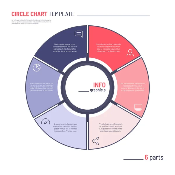 Vector infographic cirkelgrafiek sjabloon. Zes delen — Stockvector