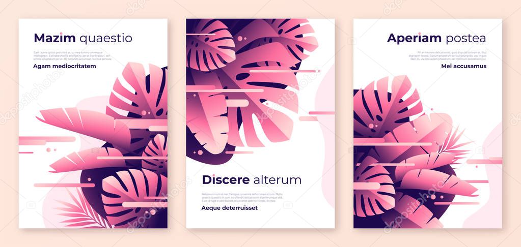 Abstract tropical vector backgrounds, brochure templates, cover designs, colorful posters