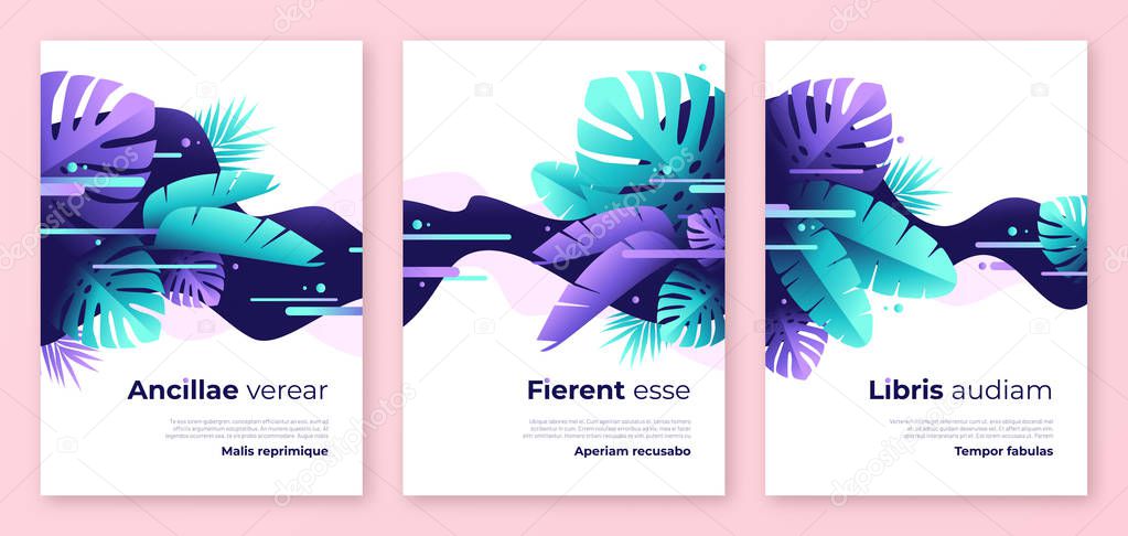 Abstract tropical vector backgrounds, brochure templates, cover designs, colorful posters