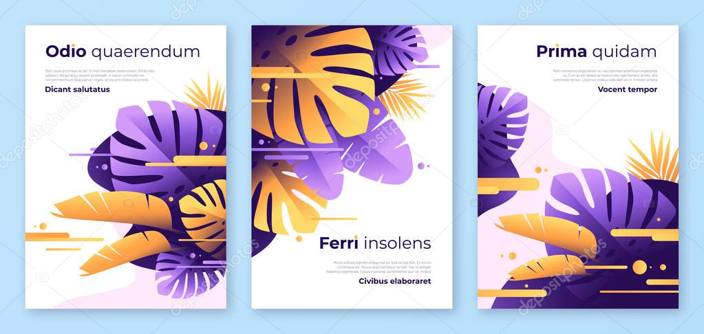 Abstract tropical vector backgrounds, brochure templates, cover designs, colorful posters