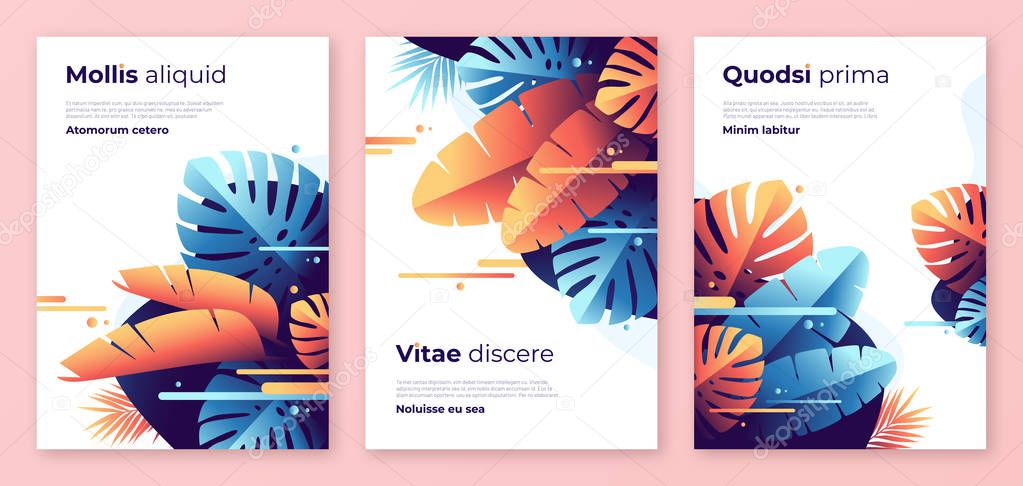 Abstract tropical vector backgrounds, brochure templates, cover designs, colorful posters