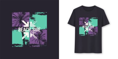 Sahil şık grafik tee vektör tasarımı, baskı