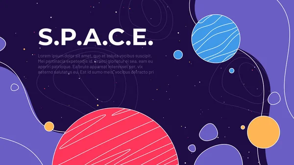 Ilustração vetorial sobre o tema do espaço exterior, viagens interestelares, universo e galáxias distantes —  Vetores de Stock