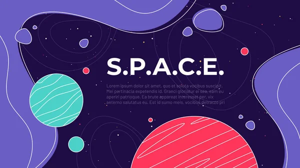 Vector illustratie over het thema van de ruimte, interstellaire reizen, heelal en verre sterrenstelsels — Stockvector