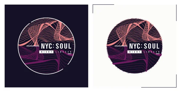 NYC soul t shirt vector abstract design, poster, stampa, template — Vettoriale Stock