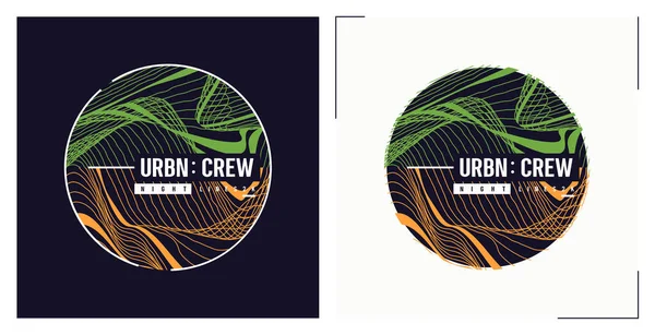Urban crew camiseta vector diseño abstracto, cartel, impresión, plantilla — Vector de stock