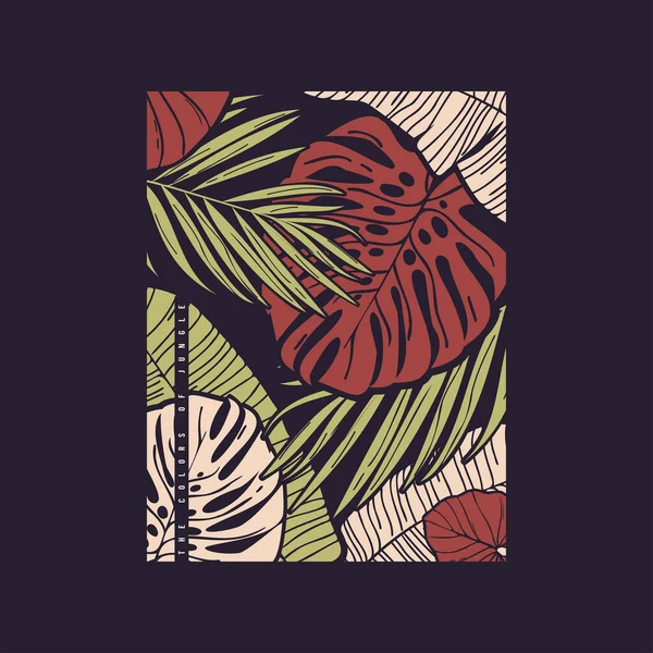 Illustration tropicale vectorielle dessinée main. T-shirt imprimé, poster, design de couverture — Image vectorielle