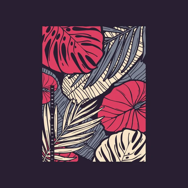 Illustration tropicale vectorielle dessinée main. T-shirt imprimé, poster, design de couverture — Image vectorielle