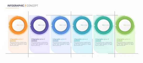 Vector infographic design 템플릿. 여섯 가지 방법 — 스톡 벡터