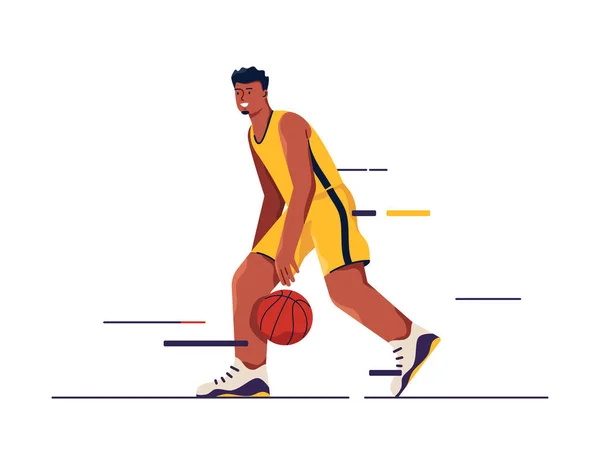 Vektor illustration av en basketspelare i rörelse — Stock vektor