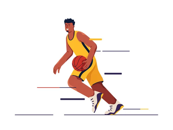 Vektor illustration av en basketspelare i rörelse — Stock vektor