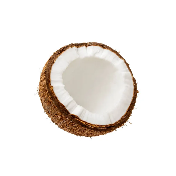 Coconut Half Exotic Fruit Isolerad Vitt — Stockfoto