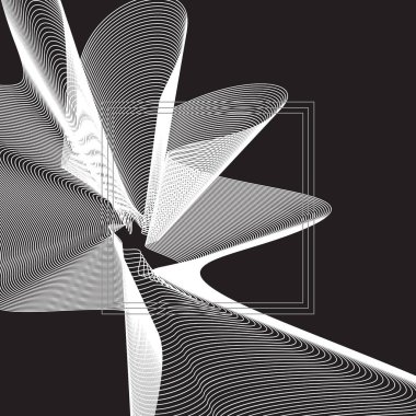 Siyah arka plan beyaz şekli ile. Kapak için bir fikir. Çerçeve. Vektör çizim