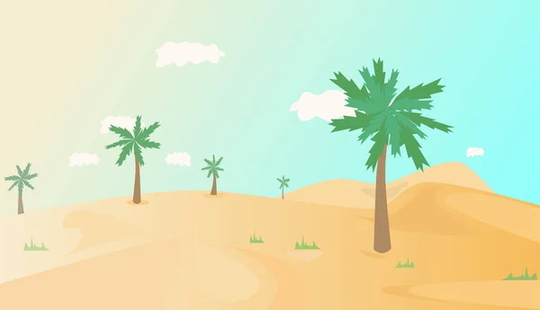 Paysage Été Avec Palmiers Illustration Vectorielle Colorée — Image vectorielle
