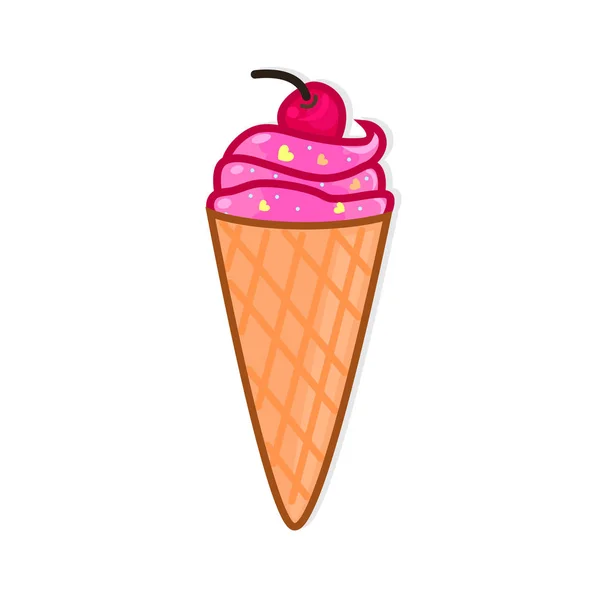 Aranyos Fagylalt Cseresznye Matrica Minta Jelvény Logo Notebook Ötlet Hideg — Stock Vector