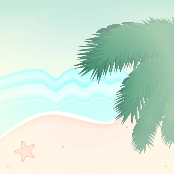 Hojas Palma Sobre Fondo Playa Plantilla Para Cubierta — Vector de stock