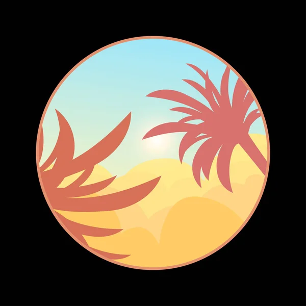 Paysage Estival Plage Avec Palmiers Bruns Dans Style Minimaliste Aux — Image vectorielle