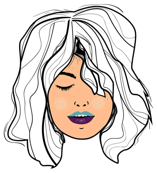 Portrait Une Femme Avec Maquillage Lumineux Femmes Avec Une Coiffure — Image vectorielle