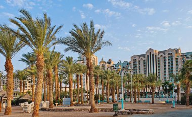 Eilat, Israil, 13 Ağustos 2017. Eilat, Kızıldeniz kıyısında yer almaktadır. rekreasyon ve su turizmi için harika bir yer.