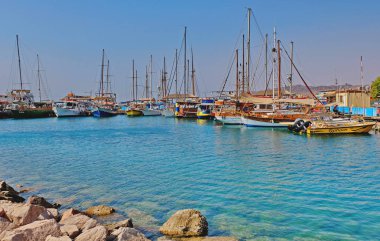 Eilat, Israil, 12 Ağustos 2017. Eilat, Kızıldeniz kıyısında yer almaktadır. rekreasyon ve su turizmi için harika bir yer.