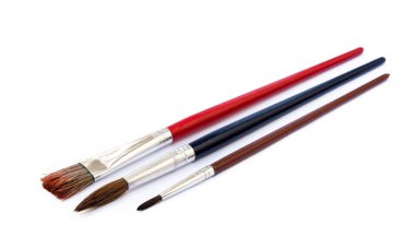  Beyaz arka plan üzerinde izole Boya fırçaları kümesini