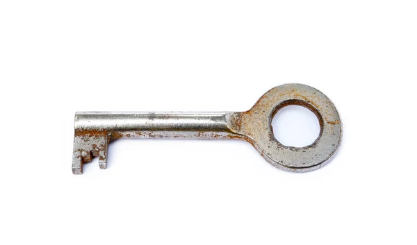 Gebrauchter Türschlüssel Isoliert Auf Weißem Hintergrund — Stockfoto