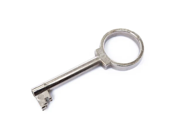 Gebrauchter Türschlüssel Isoliert Auf Weißem Hintergrund — Stockfoto