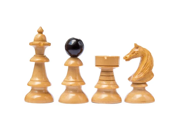 Старі Шахові Фігури Ізольовані Білому Тлі — стокове фото