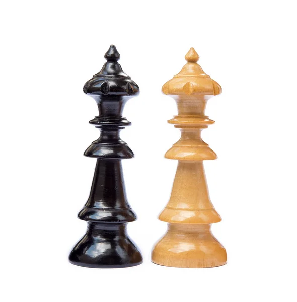 Старые Шахматные Фигуры Белом Фоне — стоковое фото