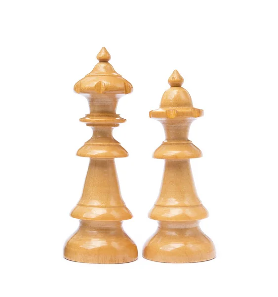 Старые Шахматные Фигуры Белом Фоне — стоковое фото