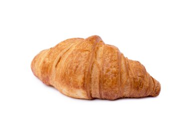  Taze tereyağlı kruvasan beyaz arka planda izole edilmiş. 