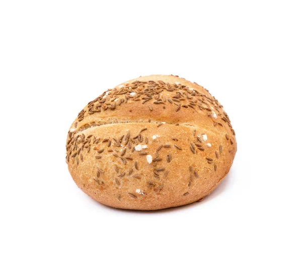 Crispy Bun Sprinkled Caraway Isolated White Background — Stock Photo, Image