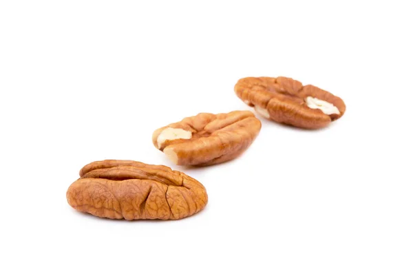 Fresh Pecan Nuts Isolated White Background — Stock Photo, Image