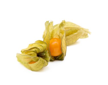 Sağlıklı Cape beyaz arka plan üzerinde izole bektaşi üzümü (Physalis)