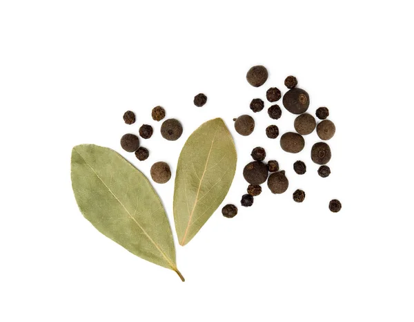 Bay Leaf Allspice Pepper Isolated White Background — Stock Photo, Image