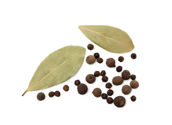 Bay Leaf Allspice Pepper Isolated White Background — Stock Photo, Image