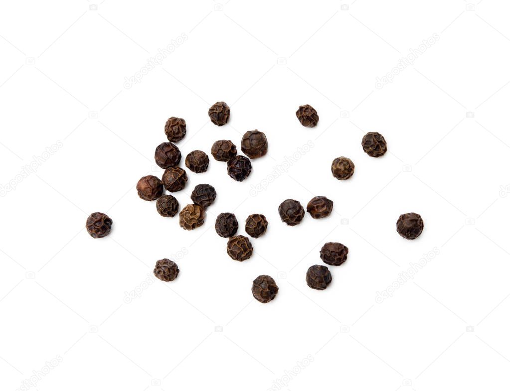 Scattered pepper isolated on white background