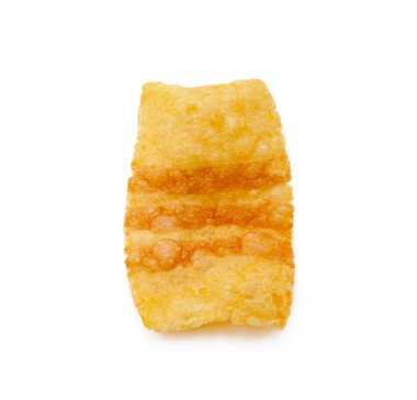 Kızarmış buğday-patates aperatifi. Beyaz arka planda izole edilmiş domuz pastırması tadında.