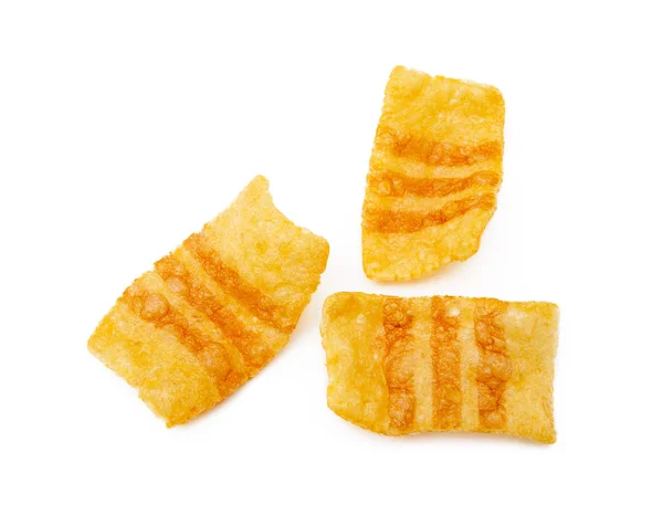 Fried Wheat Potato Snack Smoked Bacon Flavor Isolated White Background — Stock Photo, Image