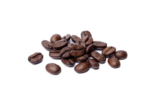 Rostade Kaffebönor Isolerad Vit Bakgrund — Stockfoto