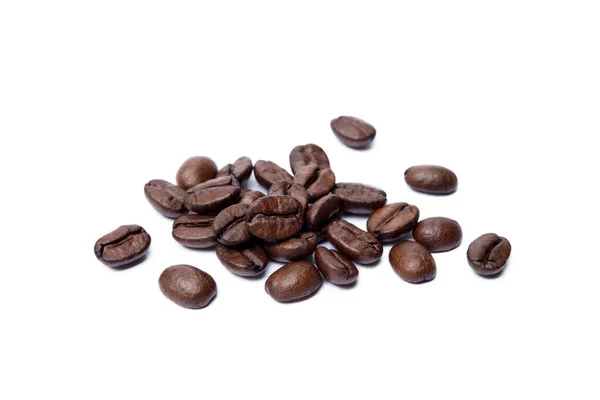 Rostade Kaffebönor Isolerad Vit Bakgrund — Stockfoto