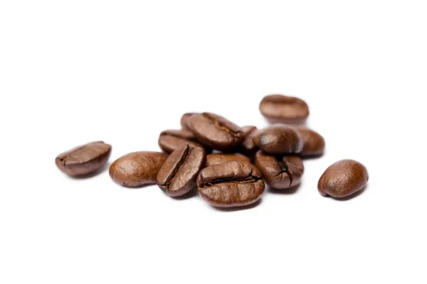 Rostade Kaffebönor Isolerad Vit Bakgrund — Stockfoto