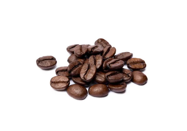 Rostade Kaffebönor Isolerad Vit Bakgrund — Stockfoto