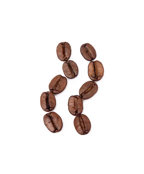 Geröstete Kaffeebohnen Isoliert Auf Weißem Hintergrund — Stockfoto