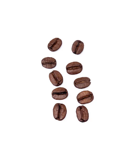 Geroosterde Koffiebonen Geïsoleerd Witte Achtergrond — Stockfoto