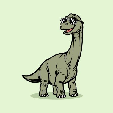 Güneş Gözlüğü Çizimi ile Komik Brachiosaurus Karakteri