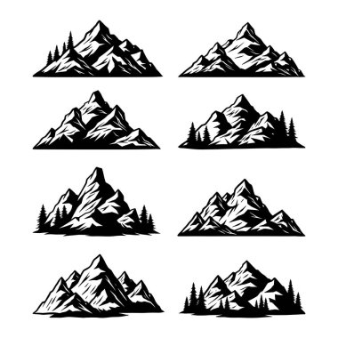 Dağ Vektörü Siyah ve Beyaz Açık Hava Macera Alanı